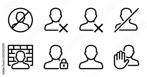 Foto User Account Management Icons: Blocked, Deleted, Restricted, Locked, Forbidden,