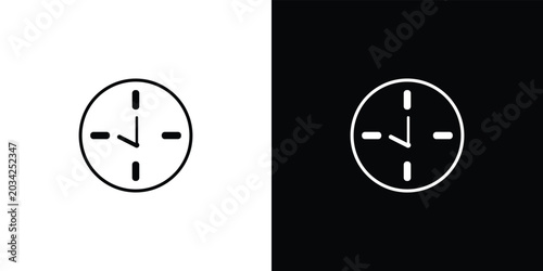 Slika na platnu Minimalist analog clock on black background, style clock face hour hand minute h