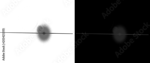 Photography Minimalist abstract light flare, soft blurred circular glow on split black and w