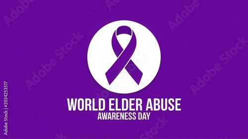 World Elder Abuse Awareness Day logo with purple ribbon on purple background