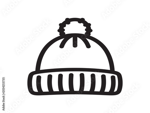 hand knitted winter hat flat design vector illustration
