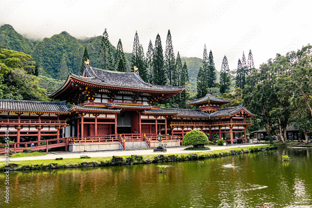 Fototapeta premium Traditional Japanese Temple by a Mountain Lake