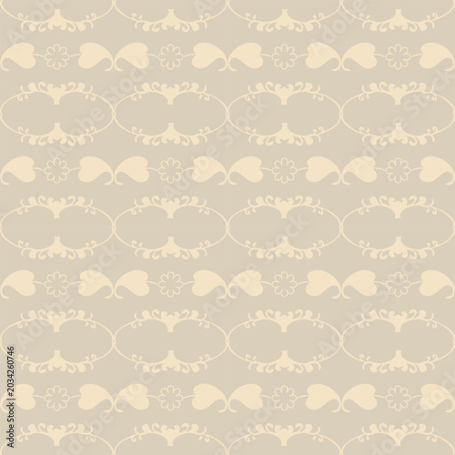 Vintage Beige Scroll Seamless Pattern