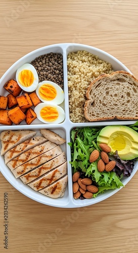 Healthy meal prep with grilled chicken and vegetables.