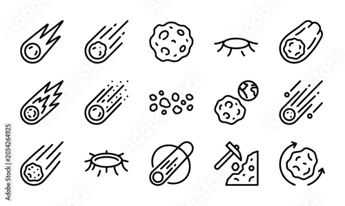 Foto Meteorite Icons, Space Rocks, Asteroid Collection, Cosmic Objects, Celestial Bod