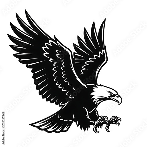 Black eagle silhouette with wings spread wide.