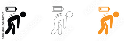 Εκτύπωση καμβά Low battery icon set with people on white background