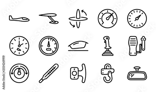Canvastavla Airplane Cockpit Instruments, Aviation Controls, and Aircraft Icons Set