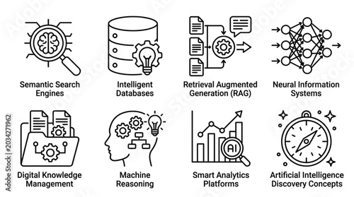 Artificial Intelligence Technology Concept Icons.