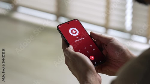 Man calling emergency number for crisis situation