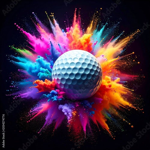 Golf ball bursts in colorful powder explosion