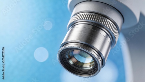 Closeup of microscope lens