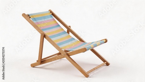 Wooden beach chair with striped fabric
