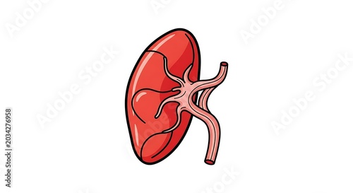 Red anatomical heart icon on white background.