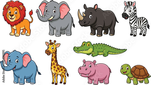Photography Cute Cartoon Safari and Wild Animals Collection — Kids Educational Illustration
