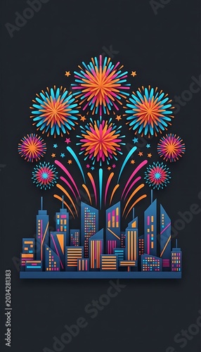 fireworks over the city