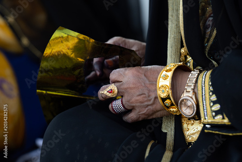 Emirati Woman Hand Making Traditional Burqaa