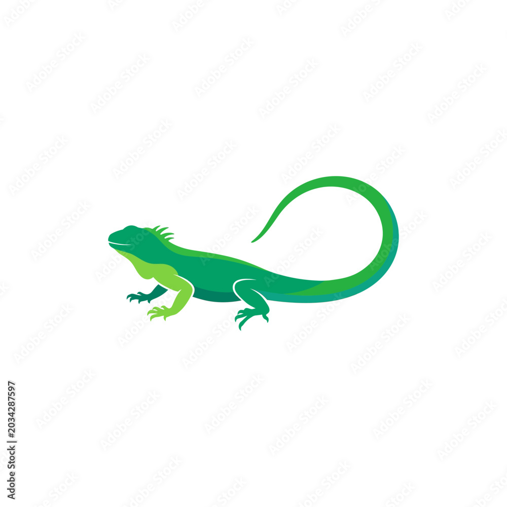 Fototapeta premium Lizard Green Reptile Illustration for Nature Animal Logo Design