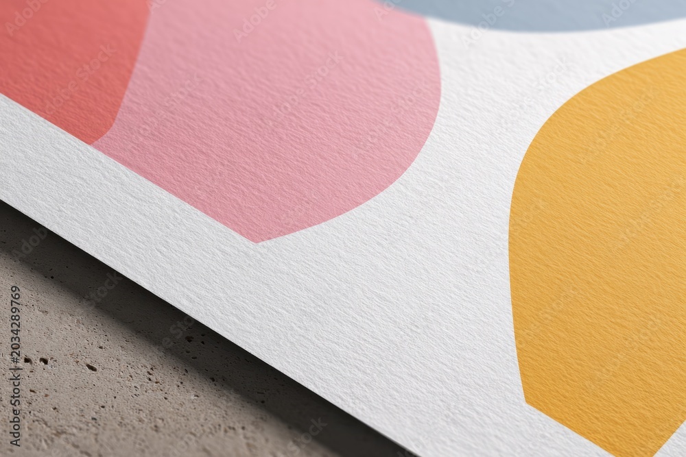 Fototapeta premium Abstract pastel geometric shapes on textured paper surface