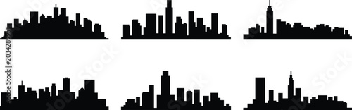 Cuadro en lienzo City skylines in various urban settings with buildings and skyscrapers in one fr