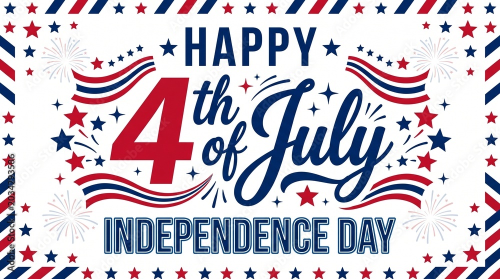 Obraz premium Fourth of july independence day celebration graphic with stars and fireworks