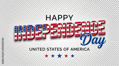 Happy independence day usa patriotic typography with american flag and stars