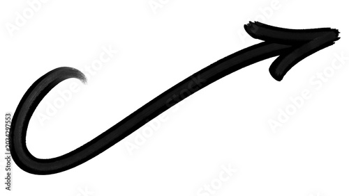 Canvas-taulu Wavy upward black marker brush stroke arrow graphic showcasing fluid waterbase ink texture details for alternative youth subculture streetwear clothing brand merchandise layout clip art design