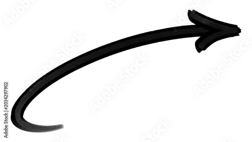 Konstfotografi Long sweeping upward black marker brush stroke arrow graphic showcasing fluid waterbase ink texture details for alternative youth subculture streetwear apparel merchandise layout clip art