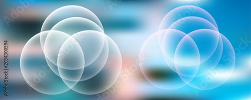 Tablou pe pânză Futuristic abstract posters set of two minimalist circle overlap designs