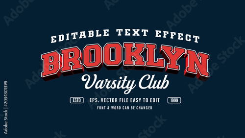 Vintage Brooklyn Varsity Typography Editable Text Effect