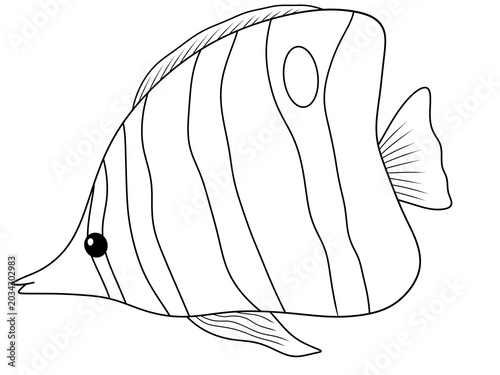 Digital hand draw for coloring fish in the sea