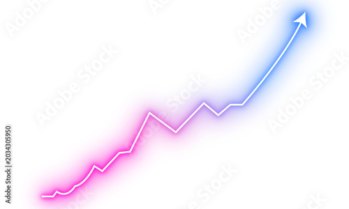 blue pink neon growth arrow transparent png design, glowing financial graph isolated transparent background, abstract upward business arrow png transparent effect