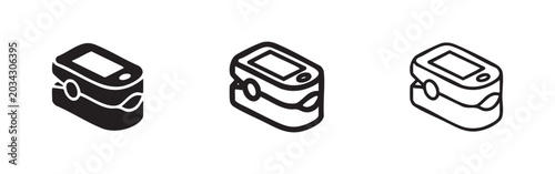 Obraz na płótnie Fingertip Pulse Oximeter Icons Set, Medical Blood Oxygen Saturation Monitor, Iso