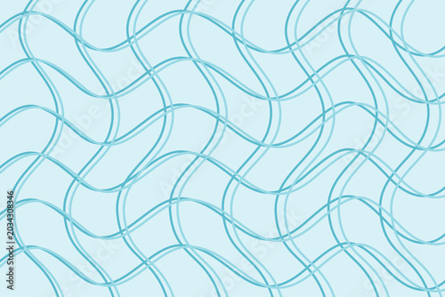 Bild auf Leinwand The bottom pattern of the blue swimming pool has light blue wavy lines intersecting to form squares