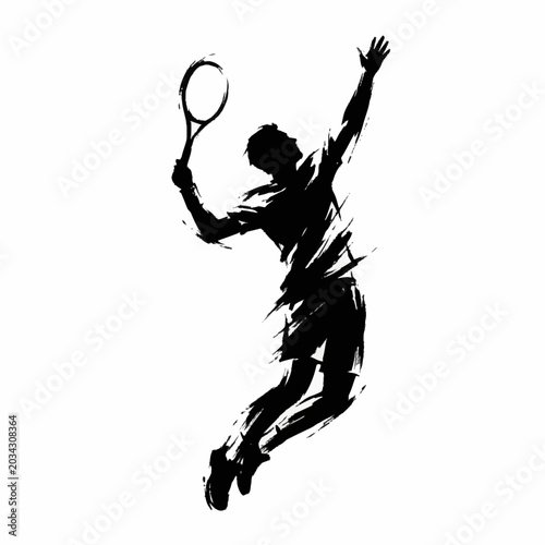 Tableau sur toile Dynamic Tennis Player Silhouette Action Shot.