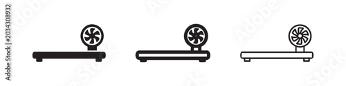 Tableau sur toile Meat slicer or food preparation machine icon set in solid, bold, and thin outline styles