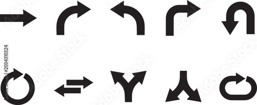 Cuadro en lienzo Navigation Arrow Symbols Undo Redo Direction Icon Set Silhouette Vector Illustra