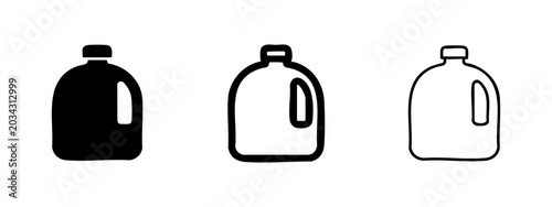 Tableau sur toile Three gallon jug icons: solid black, outlined with thick lines, and outlined with thin lines