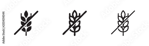 Фотография Gluten free symbol with wheat ear icon set, hand drawn doodle sketch vector