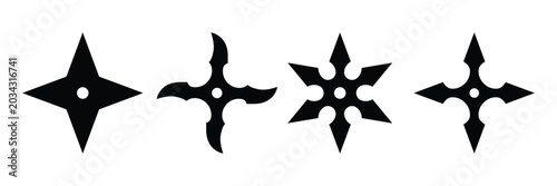 Bild auf Leinwand Shuriken Ninja Star Icon Set – Japanese Martial Arts Throwing Weapon Vector Coll