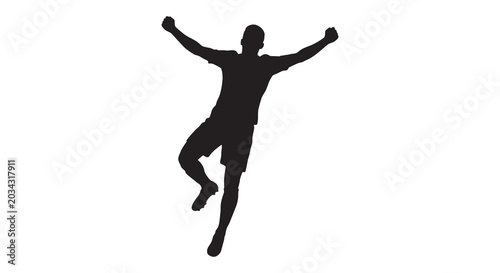 Foto Athlete silhouette celebrating victory on a white background