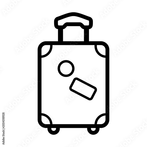 Tableau sur toile Pictogramme vectoriel de valise de voyage en style doodle minimaliste, idéal pour vacances, tourisme, packing list, départ, road trip ou projet graphique