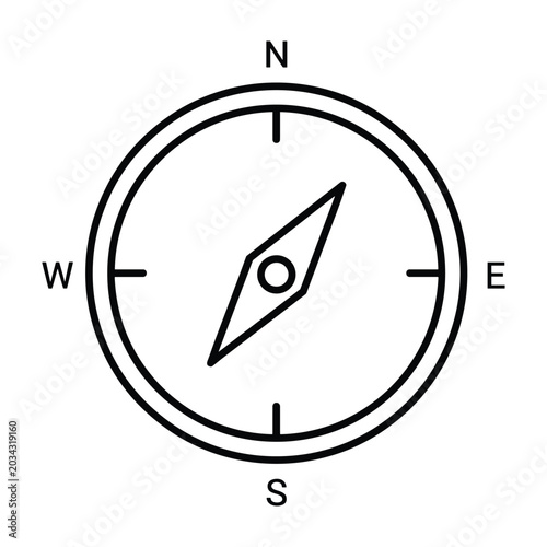 Фотография Compass rose directional icon with north south east and west cardinal indicators