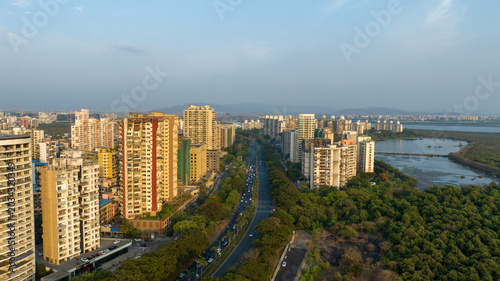 Canvas Print Aerial view of Palm Beach Road and skyscrapers Navi Mumbai
Navi Mumbai urban lan