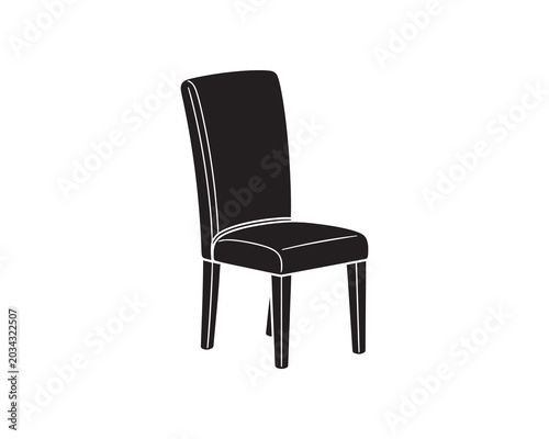 Black chair with white outline on white background