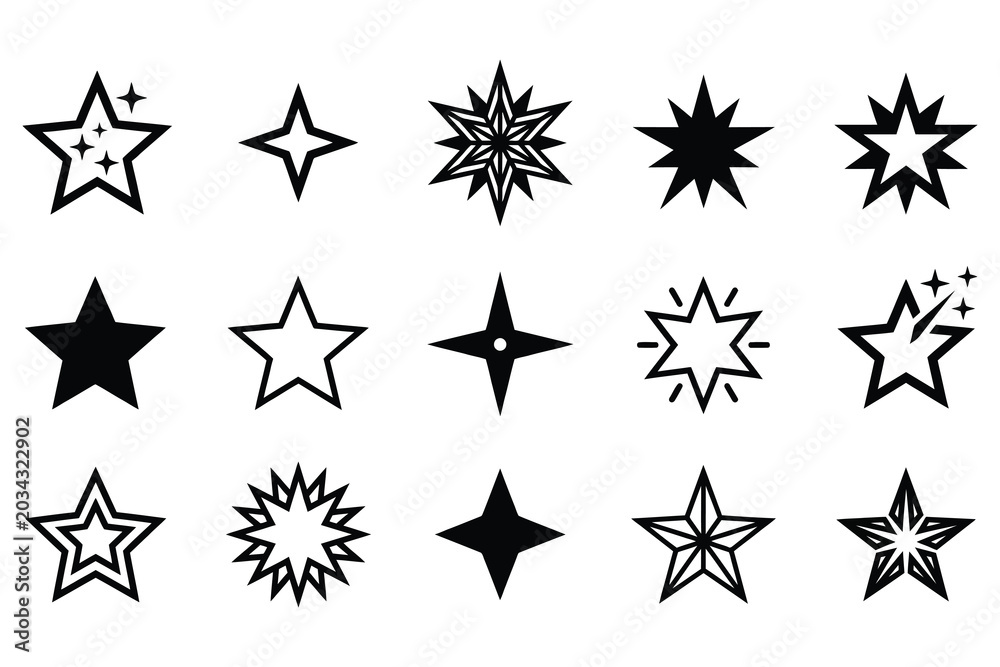 Obraz premium Black starburst light effect icons set