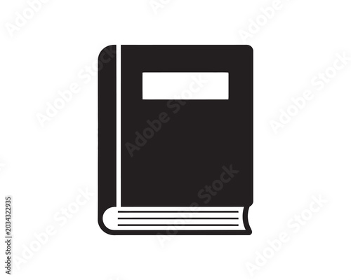 Black closed hardcover notebook with silver elastic band on white background