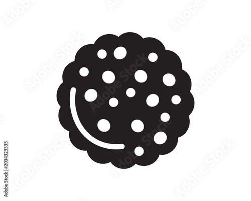 Black cookie icon with white dots on white background