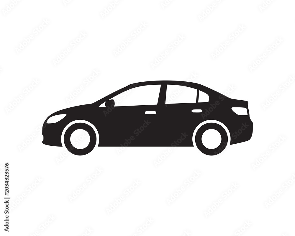 Fototapeta premium Black car silhouette side view