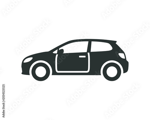 Black silhouette of a hatchback car